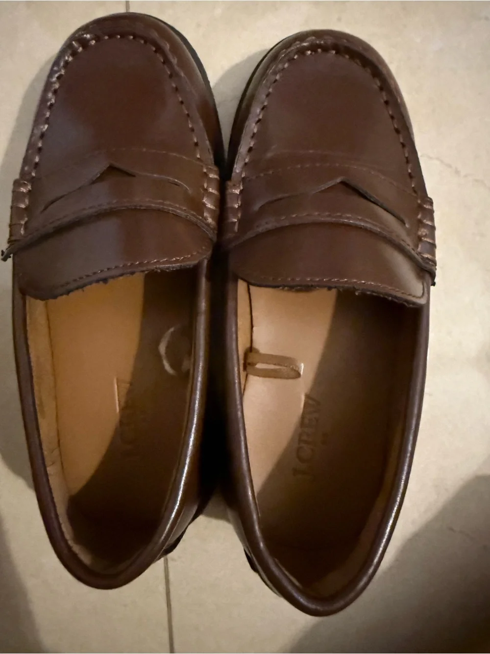 J. Crew Boys' Brown Leather Penny Loafers